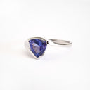 Trilliant Cut tanzanite with Twisted White Gold Band