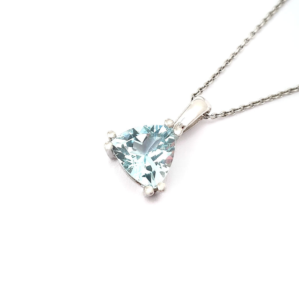 Trilliant Double Claw Aquamarine Pendant