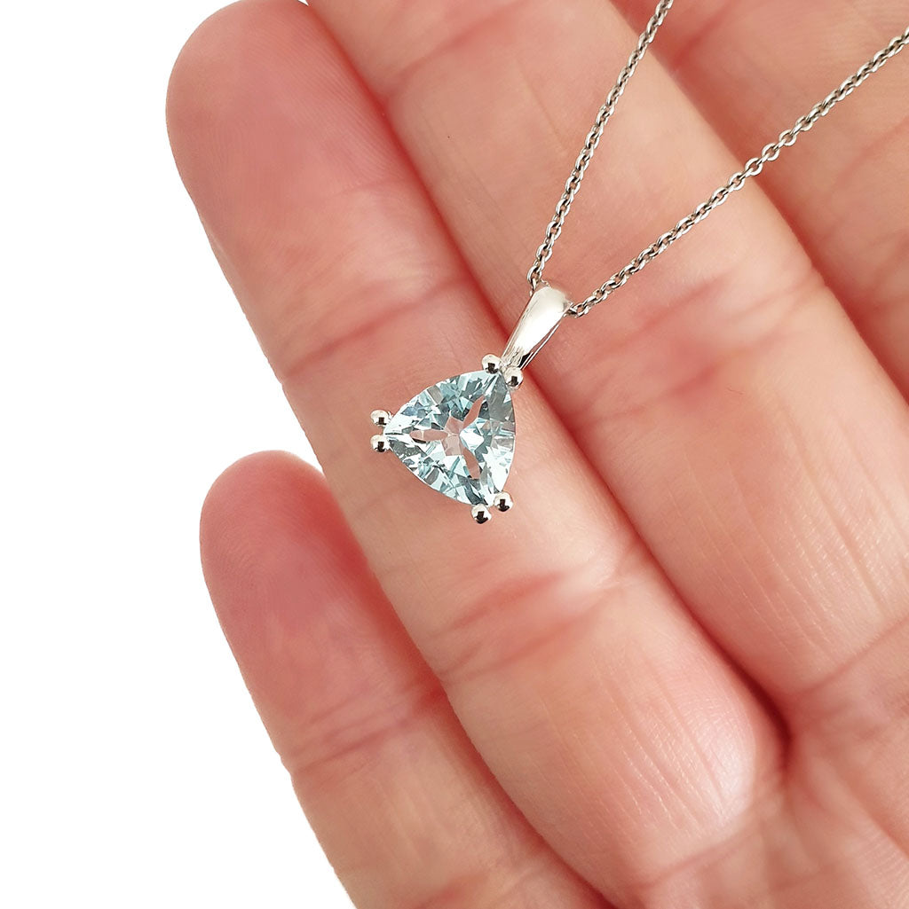 Trilliant Double Claw Aquamarine Pendant