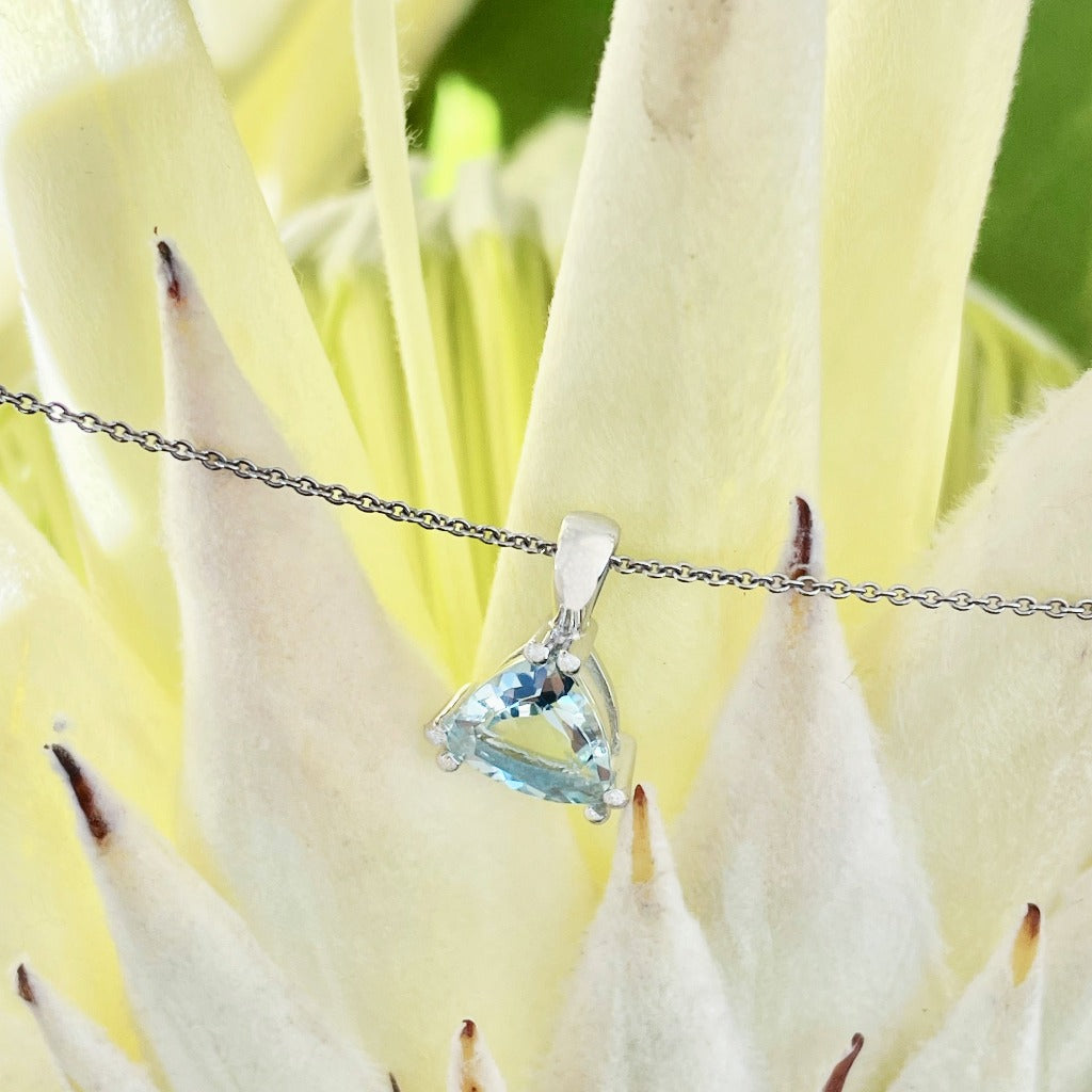 Trilliant Double Claw Aquamarine Pendant