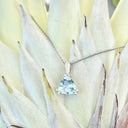 Trilliant Double Claw Aquamarine Pendant