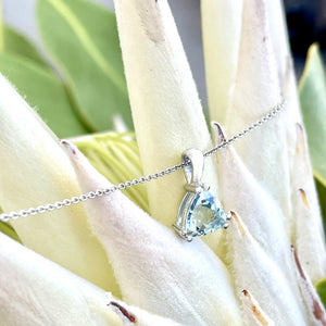 Trilliant Double Claw Aquamarine Pendant
