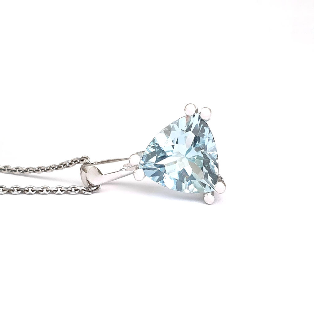 Trilliant Double Claw Aquamarine Pendant