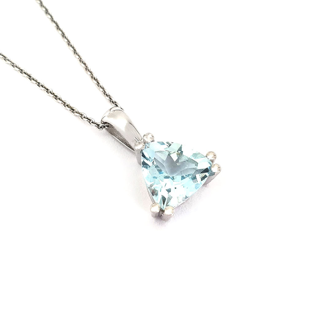 Trilliant Double Claw Aquamarine Pendant