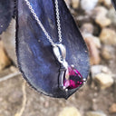 Trilliant Grape Garnet and Petit Diamond pendant