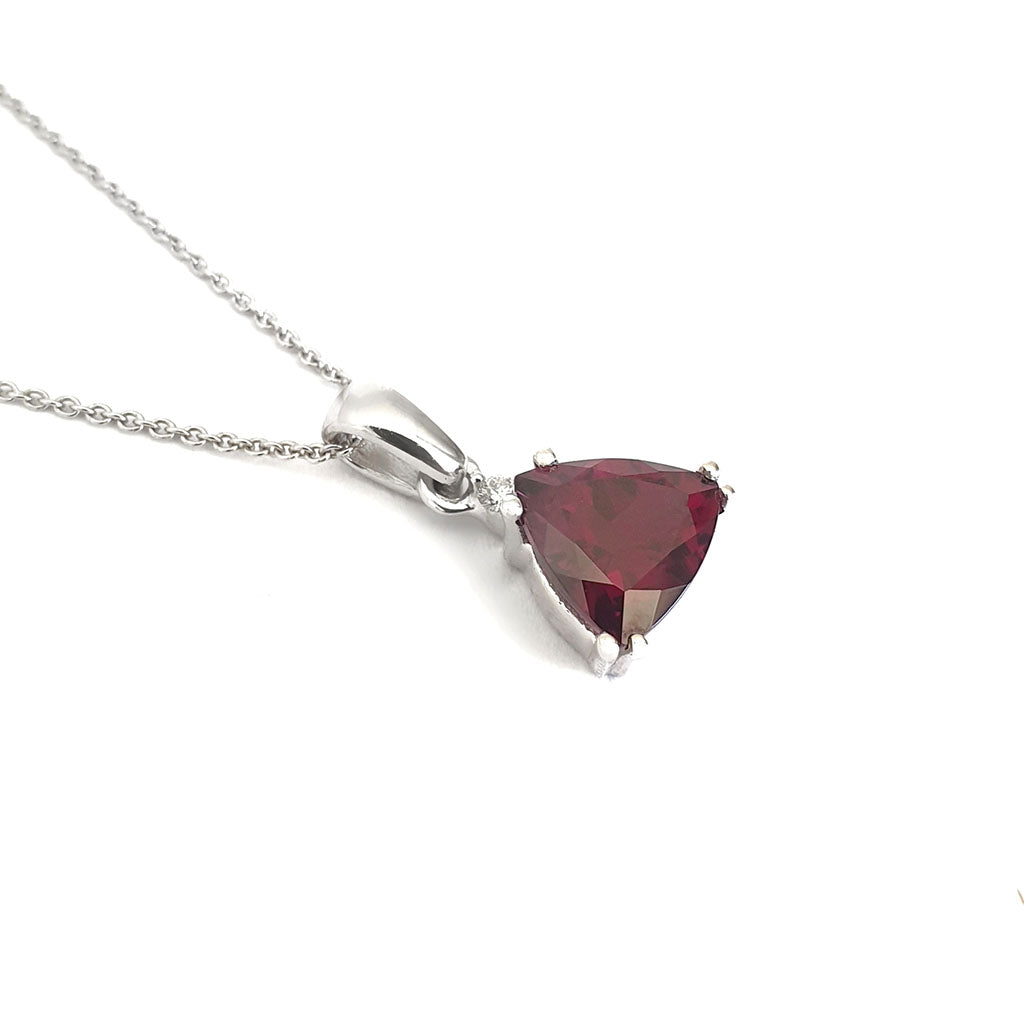  Trilliant Grape Garnet and Petite Diamond pendant