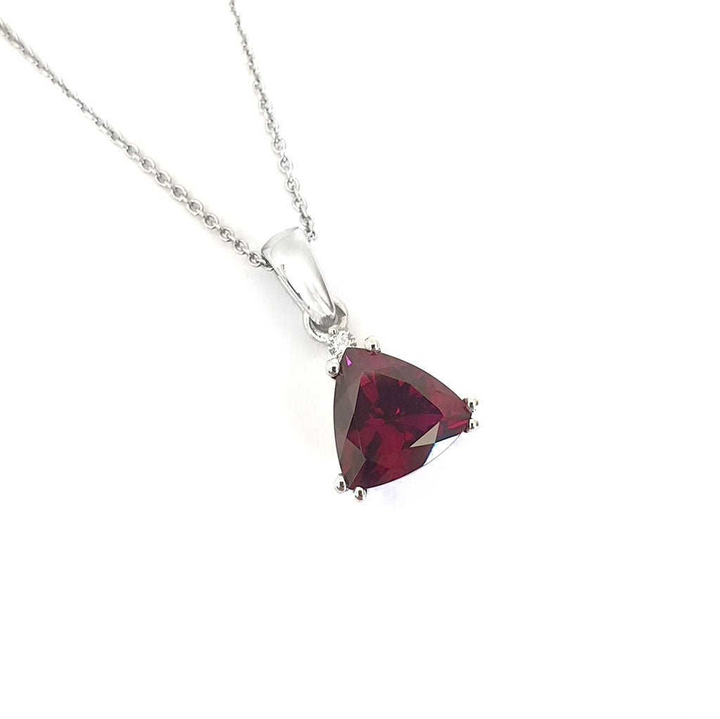  Trilliant Grape Garnet and Petite Diamond pendant