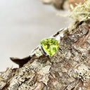 Trilliant Peridot with Round Peridot Highlight Ring