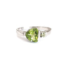 Trilliant Peridot with Round Peridot Highlight Ring