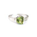 Trilliant Peridot with Round Peridot Highlight Ring