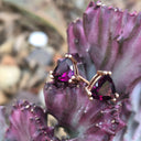 Trilliant Cut Purple Hue Rhodalite Rose Gold Studs