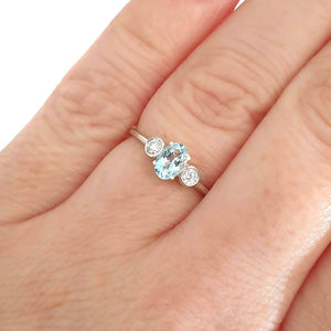 Trilogy Aquamarine and accent Diamond Ring