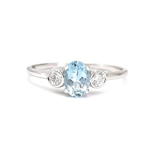 Trilogy Aquamarine and accent Diamond Ring
