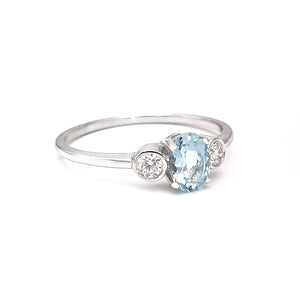 Trilogy Aquamarine and accent Diamond Ring
