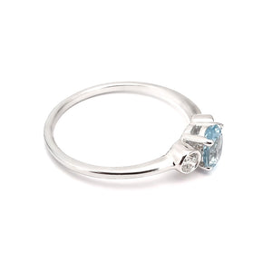 Trilogy Aquamarine and accent Diamond Ring