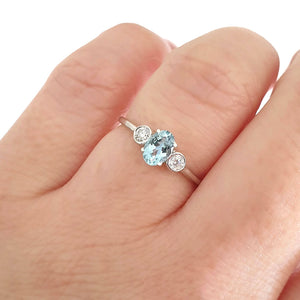 Trilogy Aquamarine and accent Diamond Ring