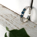Trilogy Bar Set London Blue Topaz White Gold Ring