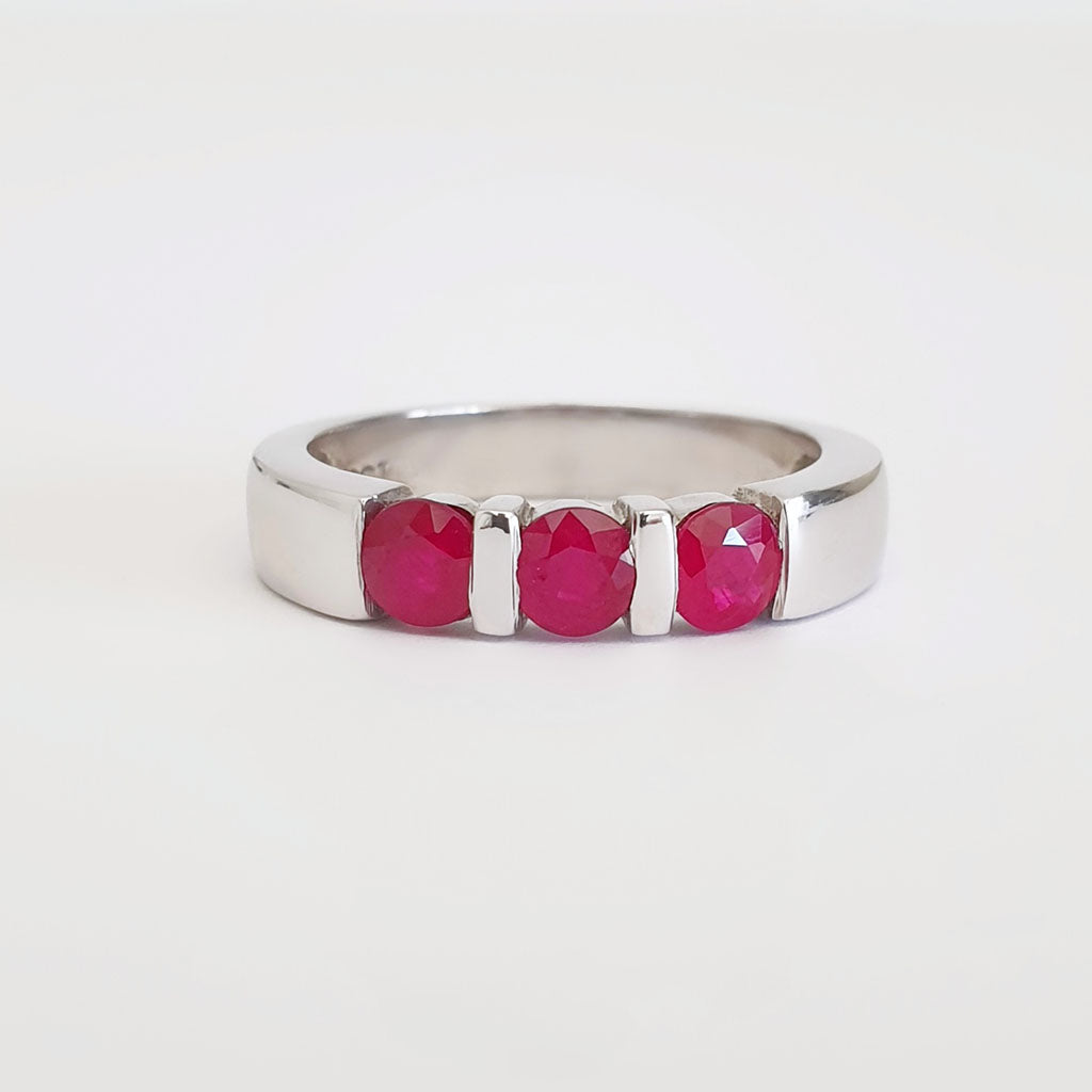 Trilogy Bar Set Ruby Ring