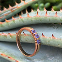 Trilogy Bar Set Tanzanite Rose Gold Ring