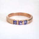Trilogy Bar Set Tanzanite Rose Gold Ring