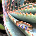 Trilogy Bar Set Tanzanite Rose Gold Ring