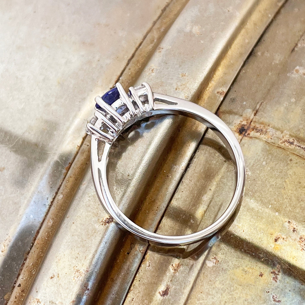 Trilogy Center Tanzanite Ring with White Diamond Accents