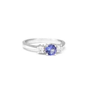 Trilogy Center Tanzanite Ring with White Diamond Accents