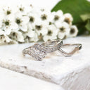 Trilogy Center Three Stripe Diamond Engagement ring and Clean White Gold Band Wedding Set