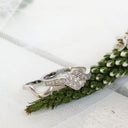 Trilogy Center Three Stripe Diamond Engagement ring and Clean White Gold Band Wedding Set