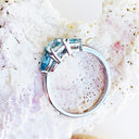 Trilogy Pear and Round Aquamarine Engagement Ring
