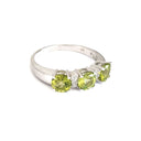 Trilogy Peridot Ring with Double Diamond Highlights