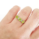 Trilogy Peridot Ring with Double Diamond Highlights