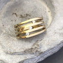 Triple Band Yellow Gold Diamond Split Shank Ring