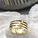 Triple Band Yellow Gold Diamond Split Shank Ring