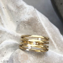 Triple Band Yellow Gold Diamond Split Shank Ring