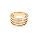 Triple Band Yellow Gold Diamond Split Shank Ring