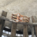 Triple Diamond Split Shank Rose Gold Ring
