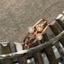 Triple Diamond Split Shank Rose Gold Ring