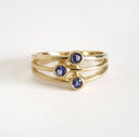 Triple Tanzanite Split Shank Yellow Gold
