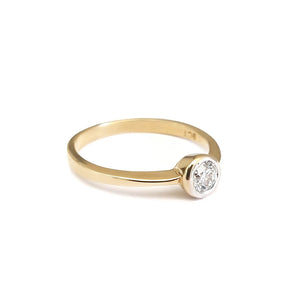 Tube Set Diamond Solitaire Engagement Ring in Yellow Gold