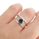 Tube Set Solitaire London Blue Topaz Set in a White Gold Split Shank Ring