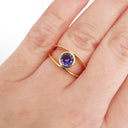 Tube Set Solitaire Tanzanite Rose Gold Split Shank Ring