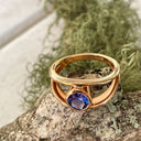 Tube Set Solitaire Tanzanite Rose Gold Split Shank Ring