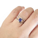 Tube Set Solitaire Tanzanite Set in a White Gold Split Shank Ring