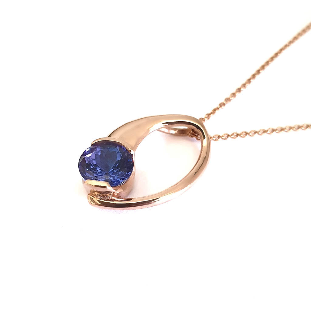 Twist Half Bezel Slider Tanzanite Pendant
