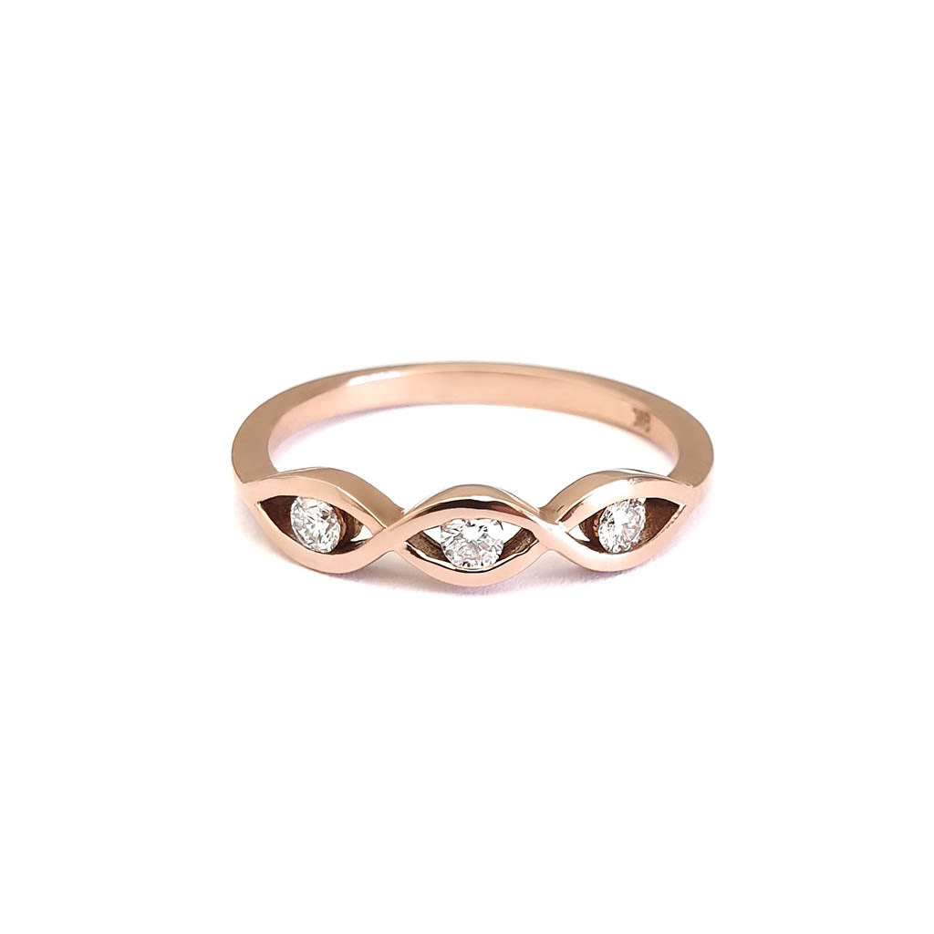 Twisted Rose Gold and Diamond Wedding Band