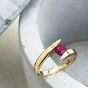 Twisted Shoulder Yellow Gold Ruby Ring