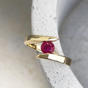 Twisted Shoulder Yellow Gold Ruby Ring