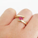 Twisted Shoulder Yellow Gold Ruby Ring