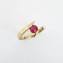 Twisted Shoulder Yellow Gold Ruby Ring